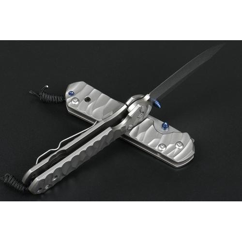 Small CR corrugated titanium handle folding knife
