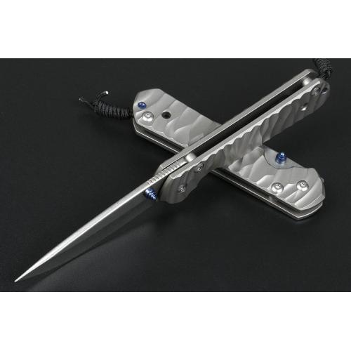 Small CR corrugated titanium handle folding knife