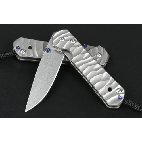 Small CR corrugated titanium handle folding knife