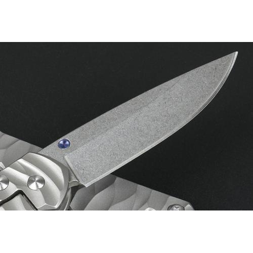 Small CR corrugated titanium handle folding knife