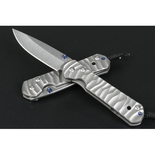 Small CR corrugated titanium handle folding knife