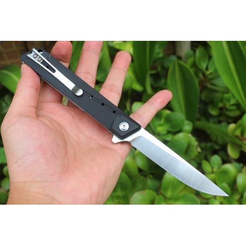 JJ103 quick opening bearing folding knife (pointed black)