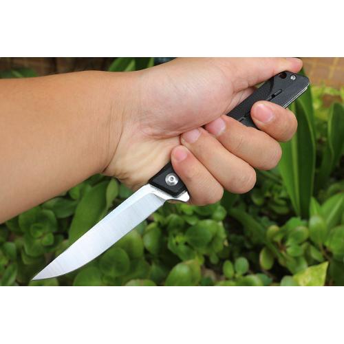 JJ103 quick opening bearing folding knife (pointed black)