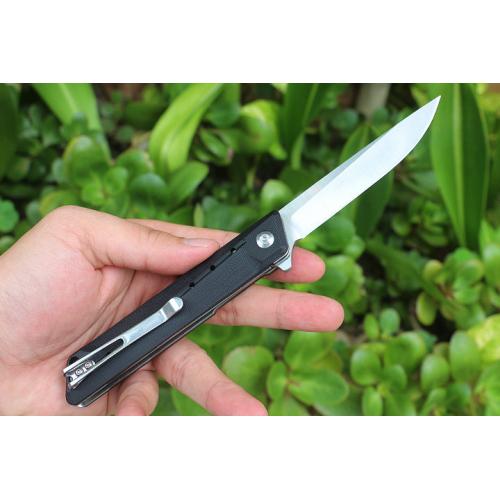 JJ103 quick opening bearing folding knife (pointed black)