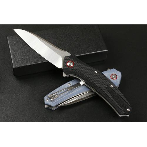 JJ079 quick opening bearing folding knife (two-color) only available in black