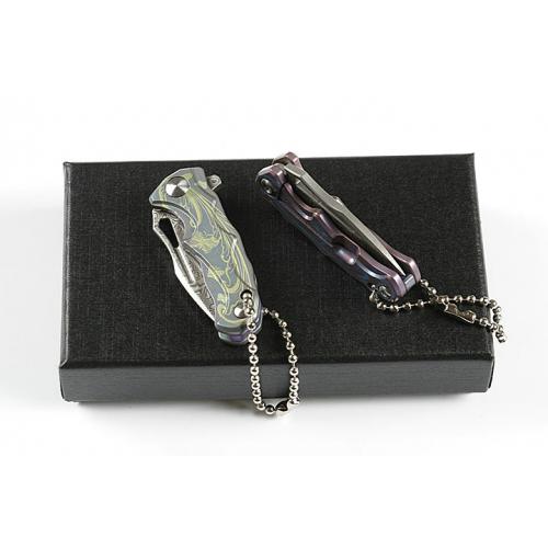 HA014 bearing quick opening Damascus folding knife (three color titanium handle) B model