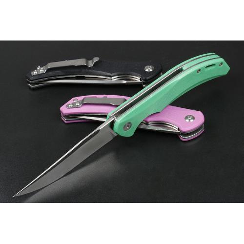Three color fang quick opening bearing folding knife