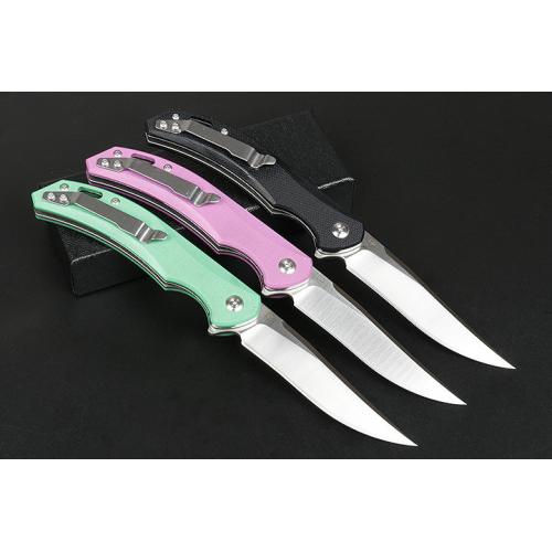 Three color fang quick opening bearing folding knife