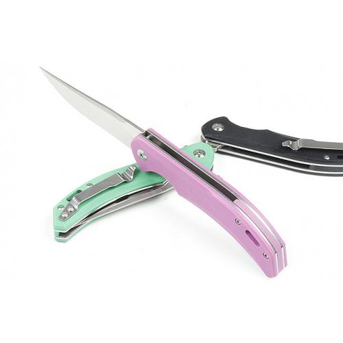 Three color fang quick opening bearing folding knife