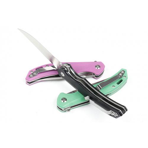 Three color fang quick opening bearing folding knife