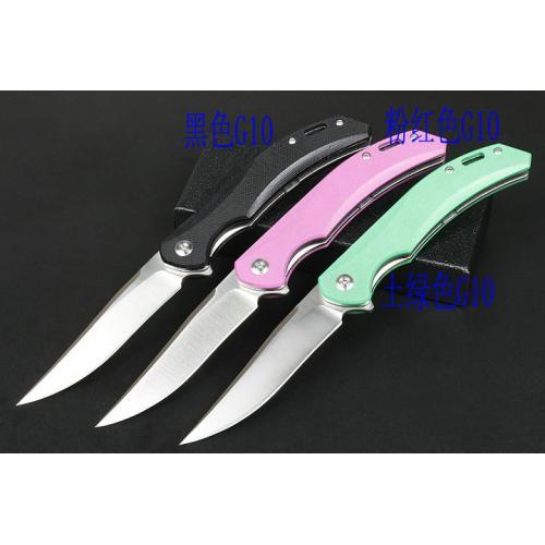 Three color fang quick opening bearing folding knife