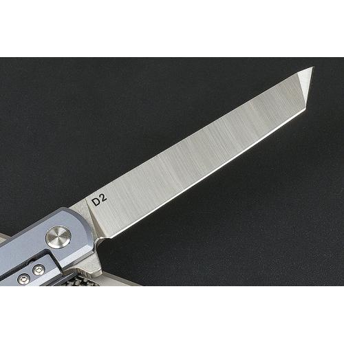Improved version of Commander Quick Open Folding Knife (carbon fiber T-head) with only blue titanium
