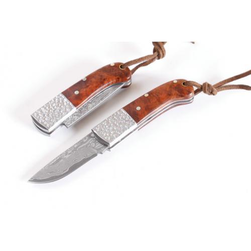 Limited edition Red Shadow Handle Wooden Pocket Folding Knife (Damascus)