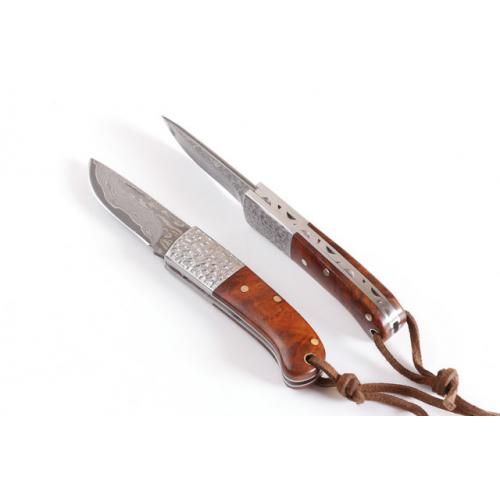 Limited edition Red Shadow Handle Wooden Pocket Folding Knife (Damascus)