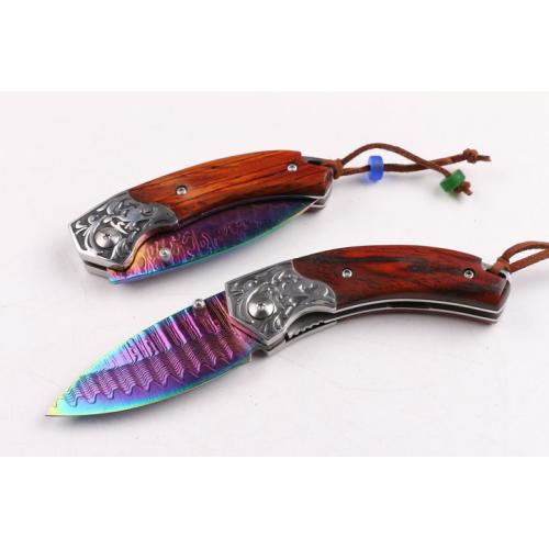 Mighty Damascus Folding Knife (Color Titanium)