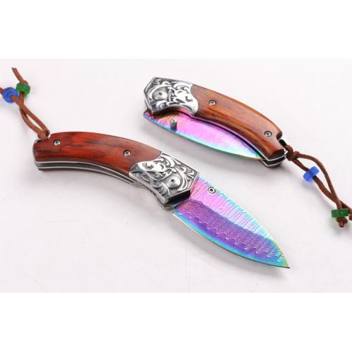 Mighty Damascus Folding Knife (Color Titanium)