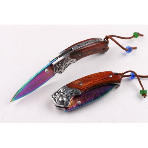 Mighty Damascus Folding Knife (Color Titanium)