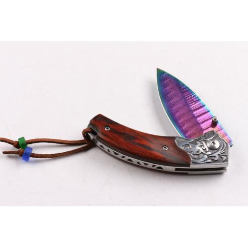 Mighty Damascus Folding Knife (Color Titanium)