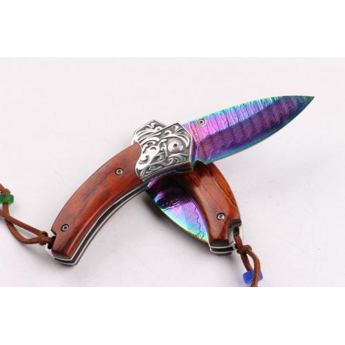 Mighty Damascus Folding Knife (Color Titanium)