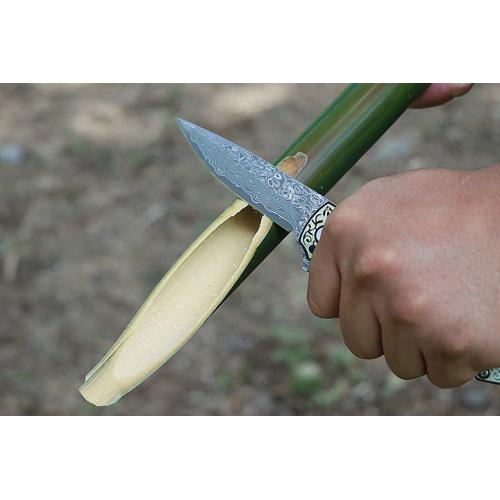 Double flowered Damascus folding knife (yellow sandalwood)