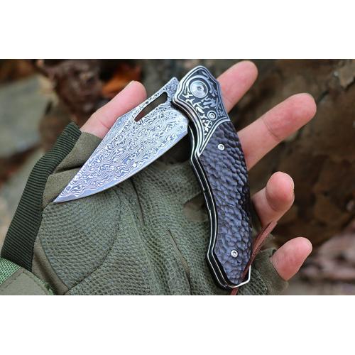Free Wolf Canglong Damascus Folding Knife