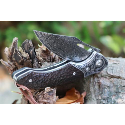 Free Wolf Canglong Damascus Folding Knife