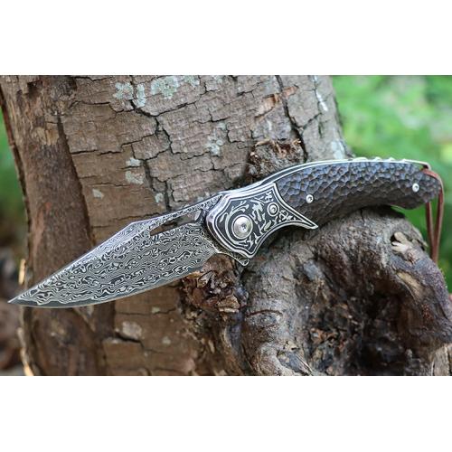 Free Wolf Canglong Damascus Folding Knife