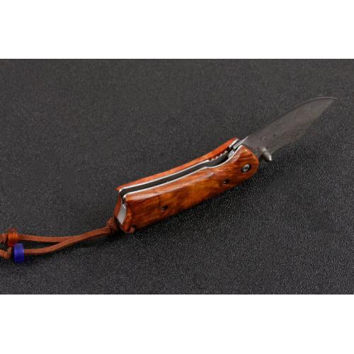 Damascus Guan Gong small folding knife (two styles)