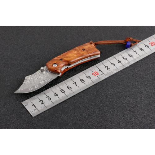 Damascus Guan Gong small folding knife (two styles)