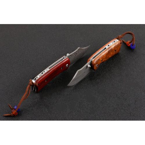 Damascus Guan Gong small folding knife (two styles)