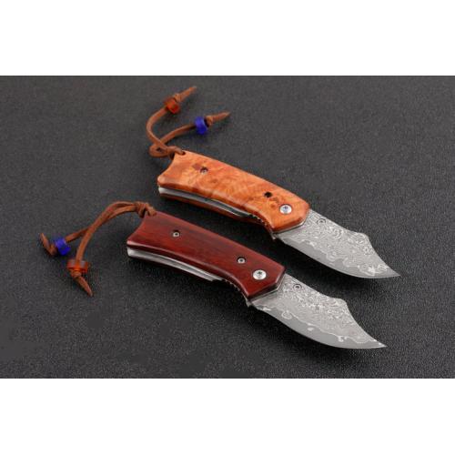 Damascus Guan Gong small folding knife (two styles)