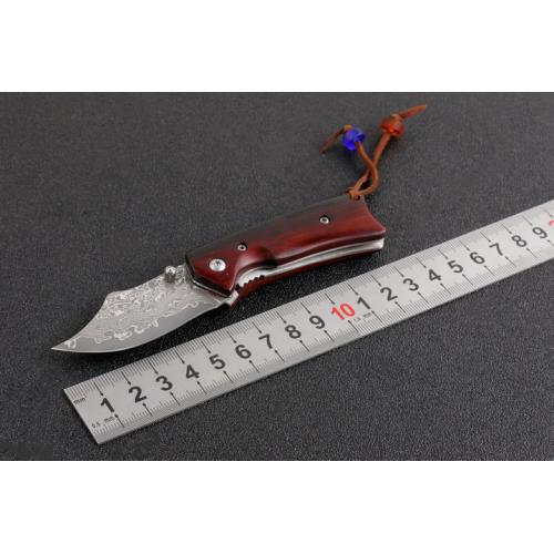Damascus Guan Gong small folding knife (two styles)