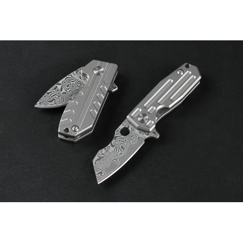HY Damascus quick opening bearing folding knife (two models)