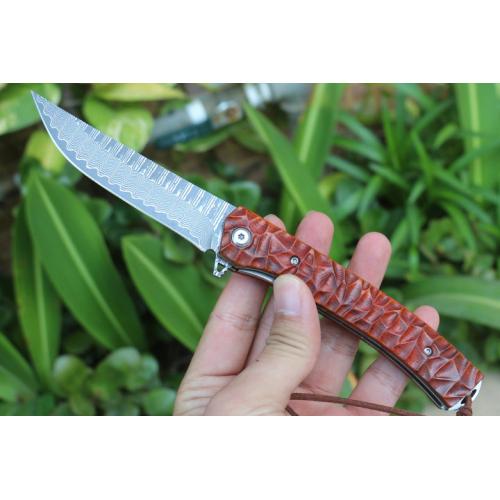 Free Wolf Red Arrow Damascus, quickly open the folding knife
