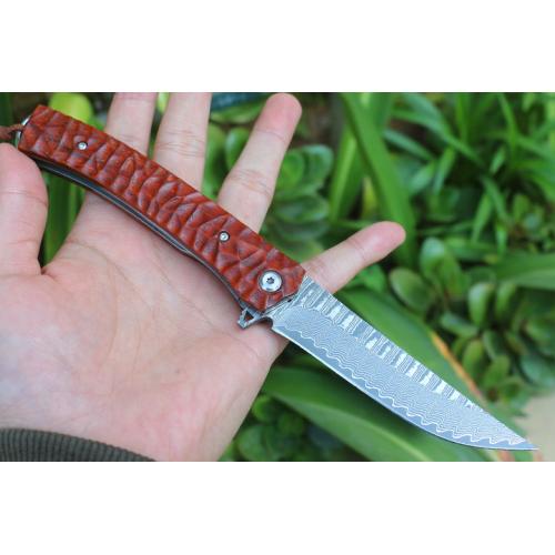 Free Wolf Red Arrow Damascus, quickly open the folding knife