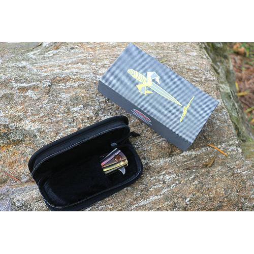Micro Tech Colorful Bamboo Knot Titanium Handle Knife (Damascus, USA) (1)