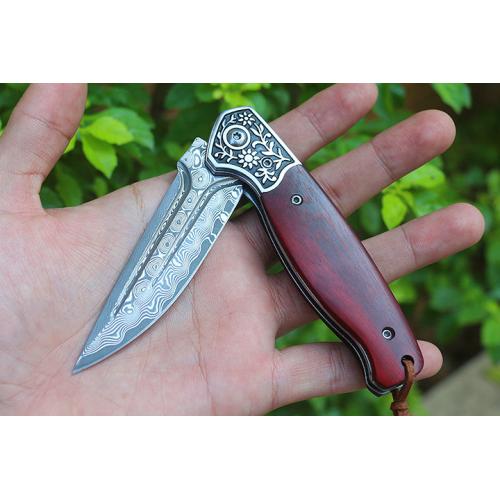 Free Wolf Double Line Big Horse Quick Open Folding Knife
