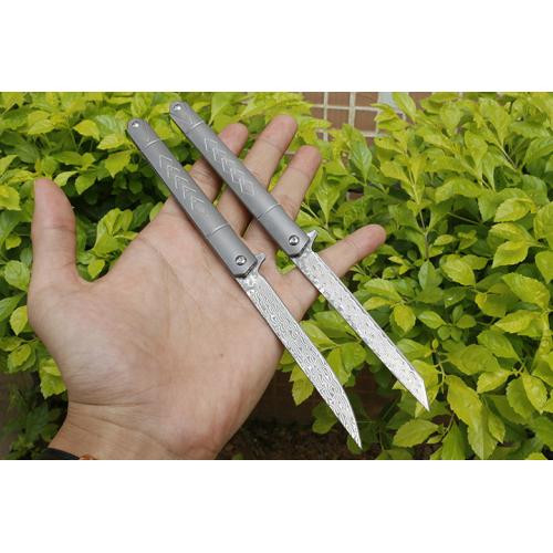 New divine pen titanium handle folding knife (Damascus two models)