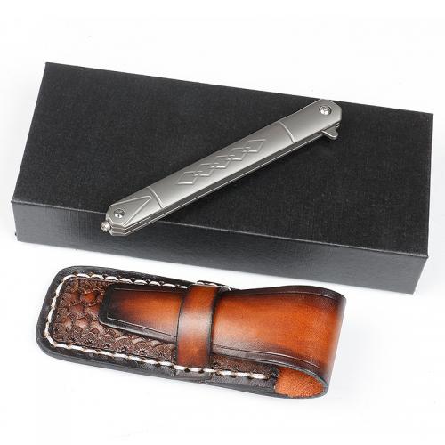 New divine pen titanium handle folding knife (Damascus two models)