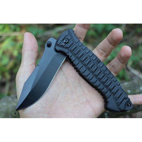 Black crocodile folding knife